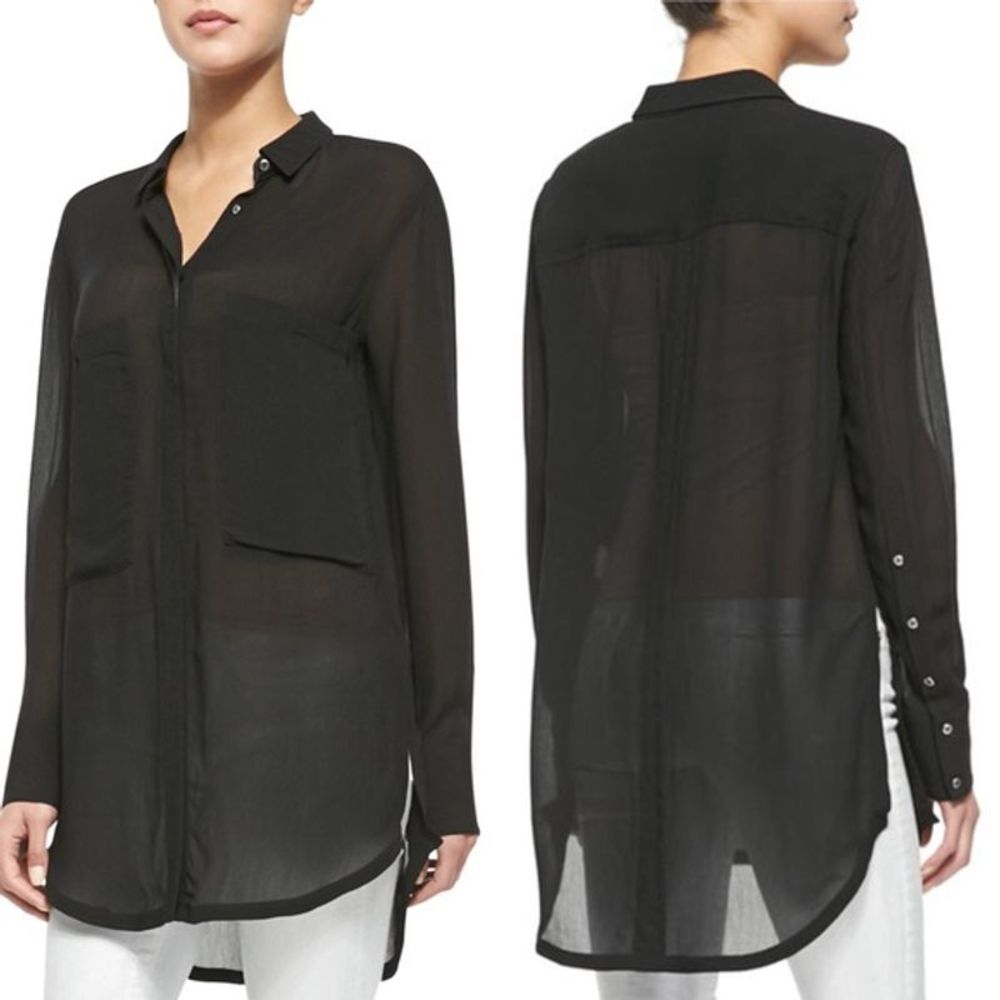 Helmut Lang Morse Drape Shirt in Black Sz M